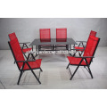 Outdoor Garden Patio 7 Positions Adjustable Portable Steel Reclining Folding Chair and Steel Sturdy Table Dining Set